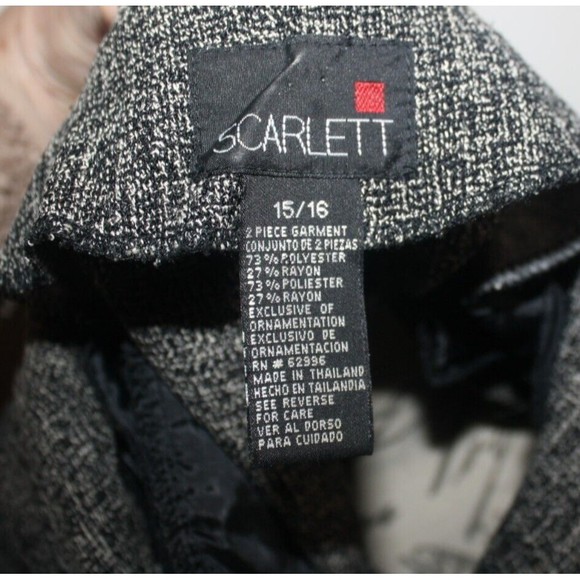 Scarlett Suit Jacket Tweed Sz 15/16 Black & Gray Embroidered Collar GUC - Picture 8 of 8
